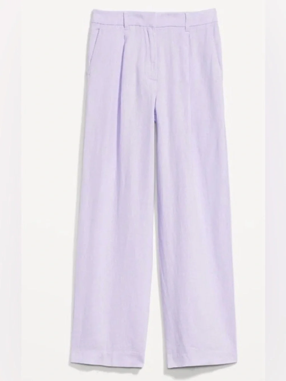 LILAC PURPLE 55%LINEN/45% RAYON HIGH WAISTED WIDE LEG LOOSE FIT EFFORTLESS PANT - Picture 4 of 4